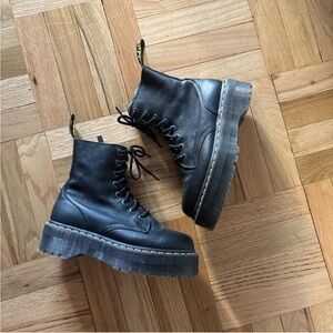 Black Leather Lace-Up Boots